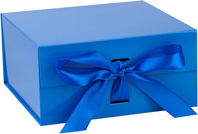 OEMVALATY Blue Gift Box,6x6x3 Inches Gift Boxes with Lids for Presents with Magnetic Closure and Ribbon for Wedding,Storage,Birthday