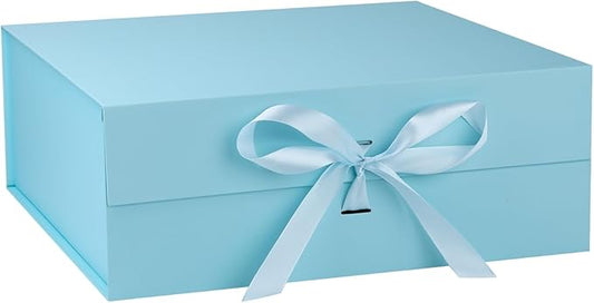 OEMVALATY Light Blue Gift Box,18x18x6 Inches Gift Boxes with Lids for Presents with Magnetic Closure and Ribbon for Wedding,Storage,Birthday