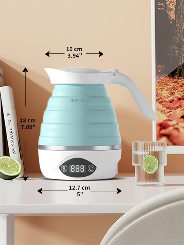 Collapsible Travel Kettle Electric Portable Foldable Kettle for Boiling Water, Suitable for 110V & 220V Dual Voltage, for Tea & Coffee, 850W Small Mini BPA-free Silicone White electric kettle