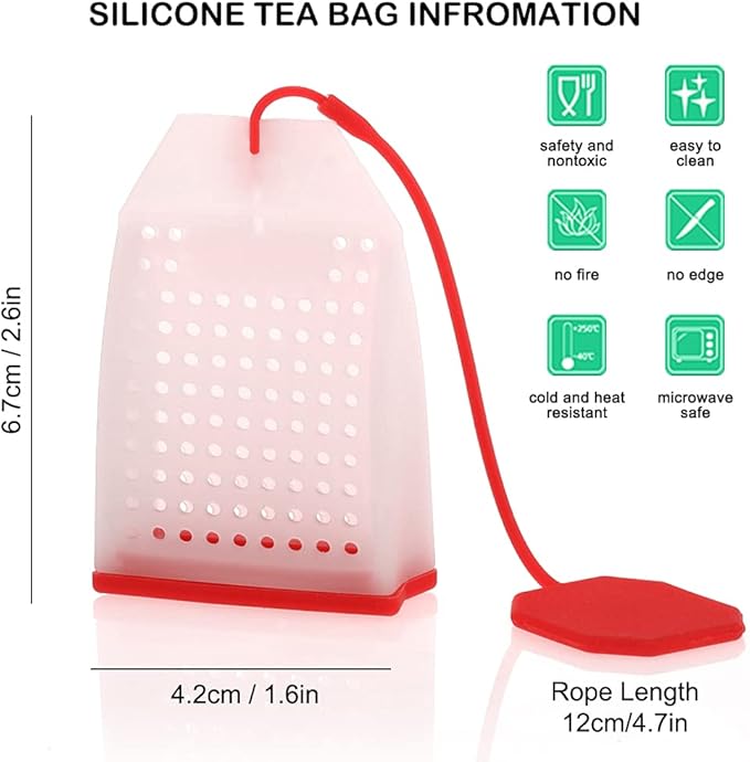 6 Pack Silicone Tea Infuser, FineGood Tea Bags Tea Infuser for Loose Tea Reusable Tea Filter Strainer