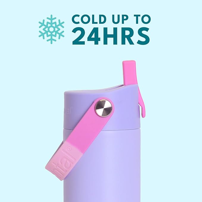 Elemental 24oz Insulated Water Bottle with Straw - 100% Leak-Proof Stainless Steel Core Water Bottles for Travel, Sports and Gym - Double Wall Insulation & BPA Free - Lilac Tie Dye