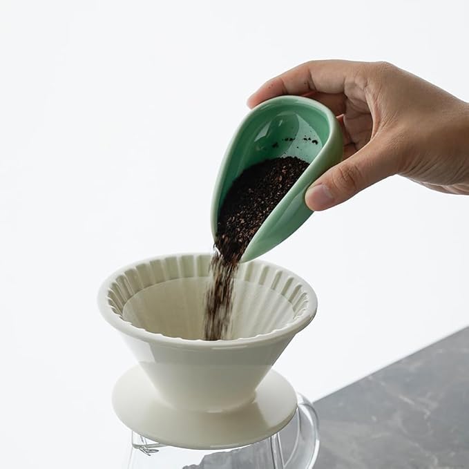 watchget Coffee Beans Dosing Cup - Ceramic Single Dose Measuring Tray for Coffee Beans, Loose Leaf Tea, Spices, and More, Premium Dosing Vessel, Cyan