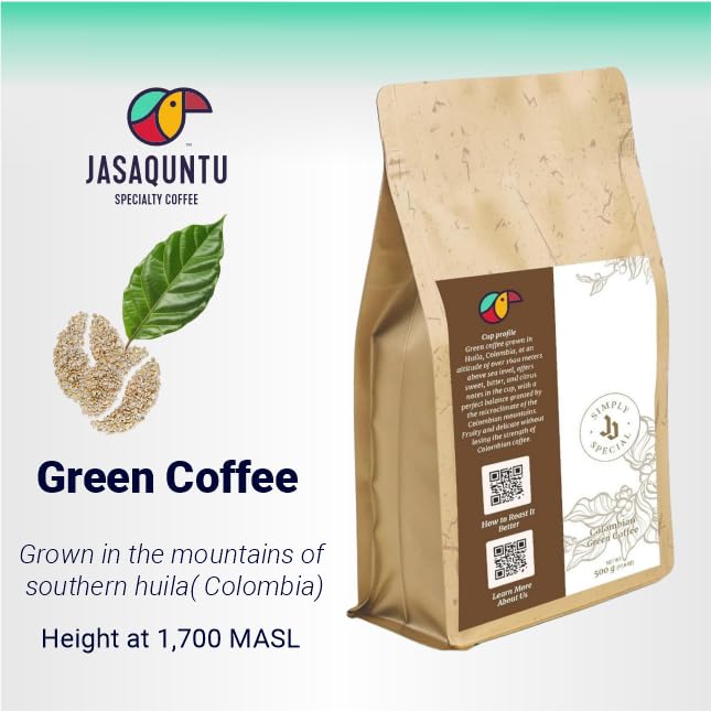 Jasaquntu Specialty Coffee – Green Coffee Beans, Specialty Coffee in Size - 88 oz (2.5 kg), Select & Fresh Unroasted Coffee Beans, High- Quality & Distict Flavor, Pure Colombian Flavor