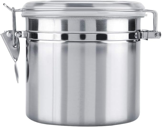 Coffee Canister Airtight, Stainless Steel Container Vacuum Sealed Food Storage Containers for Rice Grain Cereal Oatmeal Beans Handles Lid Flour Bean Tea Sugar Cookie (m)