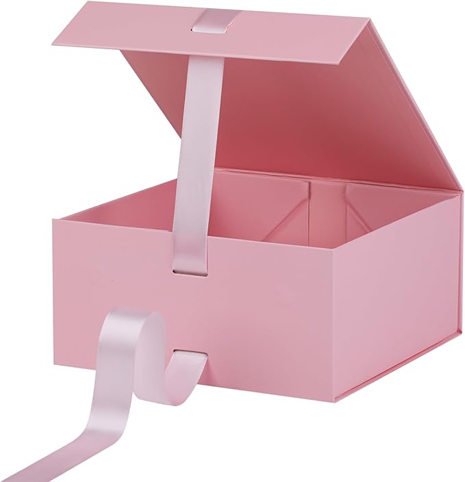 OEMVALATY Pink Gift Box,12x10x5 Inches Gift Boxes with Lids for Presents with Magnetic Closure and Ribbon for Wedding,Storage,Birthday(5-Pack)