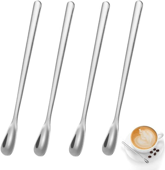 Stainless Steel Coffee Stirring Spoon,Silver Coffee Stir Sticks Drink Spoons,Long Handle Tea Coffee Spoons Tiny Salt Condiment Spoon,Coffee Bar Accessories,6 Inches