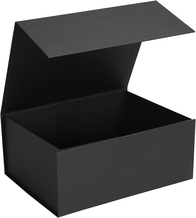 Ditwis 12x9x4 Inches Gift Box with Magnetic Closure Lid, Black Magnetic Box for Wedding, Groomsmen Bridesmaid Proposal, Birthdays, Mother's Day, 1 Pack