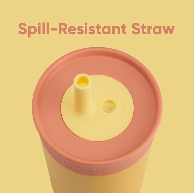 Owala Stainless Steel Triple Layer Insulated Travel Tumbler with Spill Resistant Lid, Pink & Kids Insulation Stainless Steel Tumbler with Spill Resistant Flexible Straw, Easy to Clean