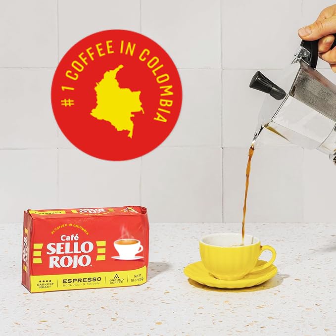 Sello Rojo Espresso Brick, 10 oz - Bold & Flavorful Colombian Ground Coffee