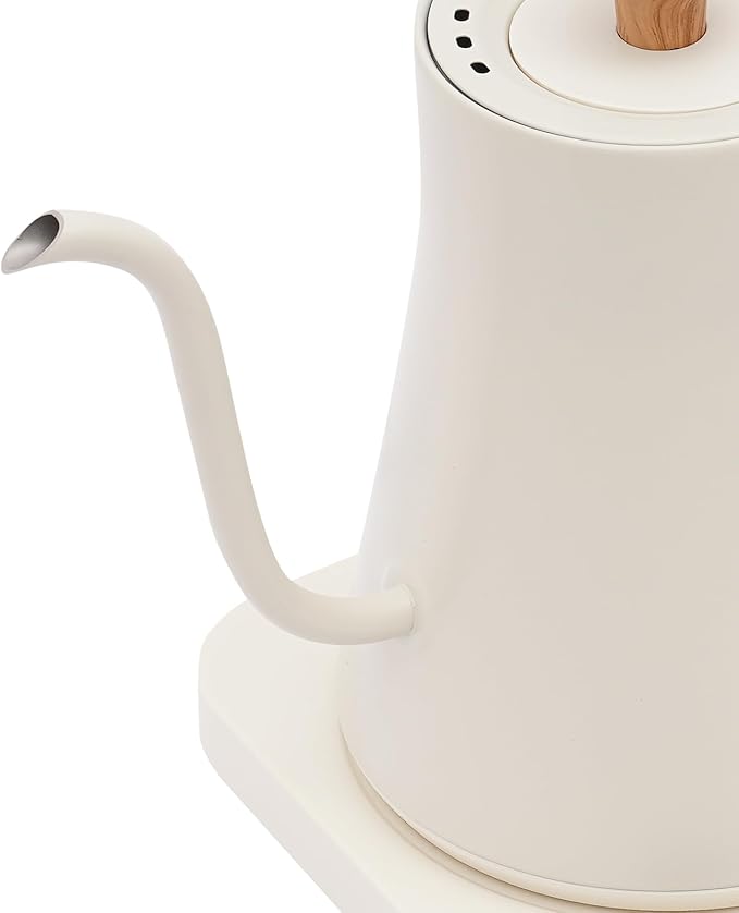 Gooseneck Electric Kettle, 1200W Fast Heat 0.9L Stainless Steel Kettle Adjustable Temp 104-212°F ±1°F, 24H Keep Warm, LED Display - For Pour Over Coffee & Tea (White)
