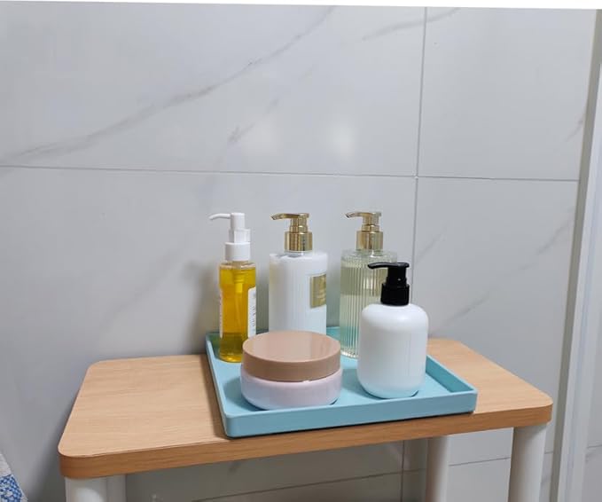 Small Square Serving Tray (9 inch), Durable Blue Tray for Desserts & Organization, Lightweight for Coffee, Drinks, Party, Seasoning, Perfume and Display.