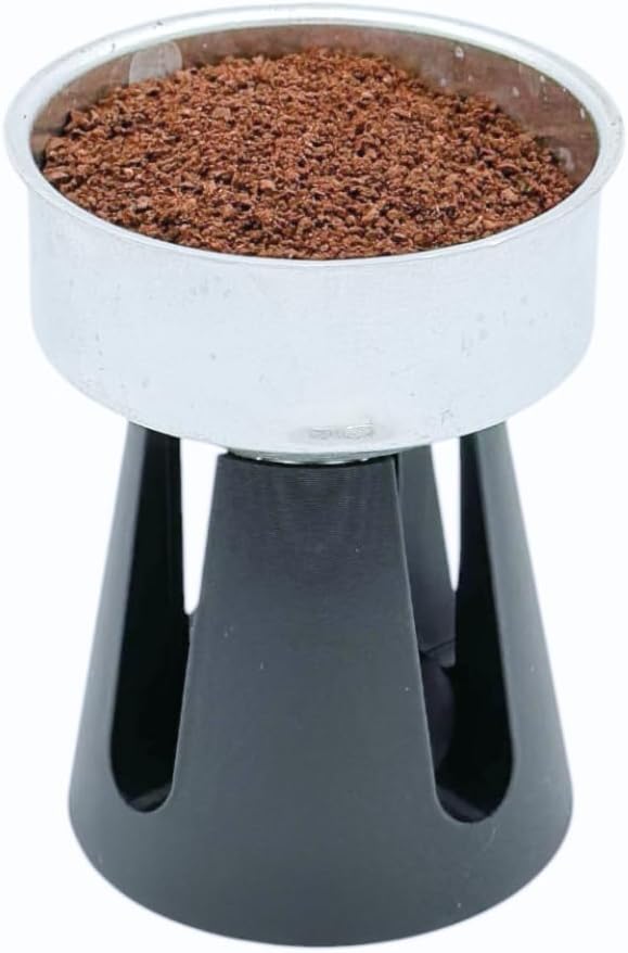 Stovetop Espresso Maker Funnel Stand - Greca Coffee Dosing Holder, Fits 3-Cup & 6-Cup Filter Baskets, Handmade (Matte Black)