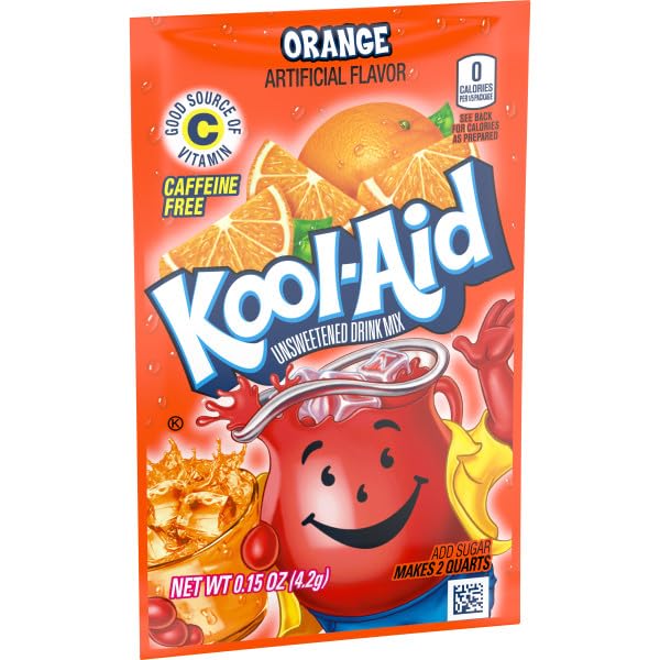 Kool-Aid Unsweetened Soft Drink Mix, Orange, 15OZ, 48 CT