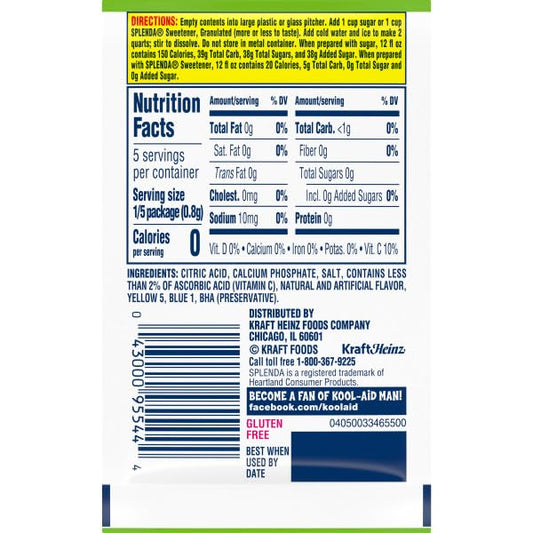 Kool-Aid Soft Drink Mix, Unsweetened, Lemon-Lime, 13OZ (Pack of 192)