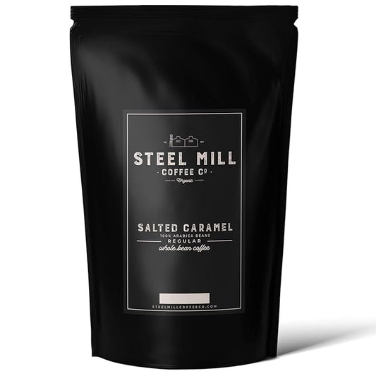 Steel Mill Coffee Co. Salted Caramel Flavored Coffee | 2 LB/Ground/Regular | Grown in Colombia