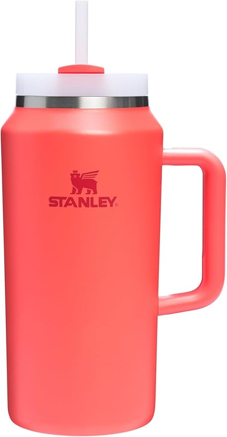 STANLEY Quencher H2.0 Tumbler with Handle & Straw 64 oz | Flowstate 3-Position Lid | Large Capacity for Travel & Sports | Insulated Stainless Steel Cup | BPA-Free | Hot Coral