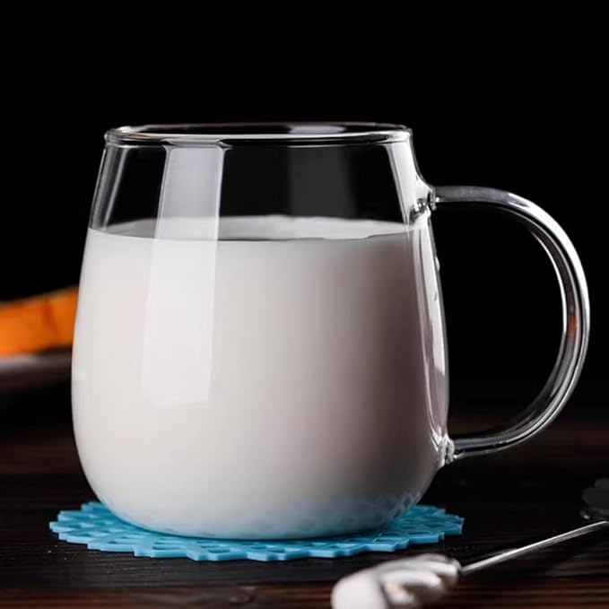 Clear Borosilicate Glass Coffee Mug with Black Handle, 450ml/16oz, Ideal for Coffee, Tea, Beer, and Beverages – Durable, Gift-Ready Glass Mug