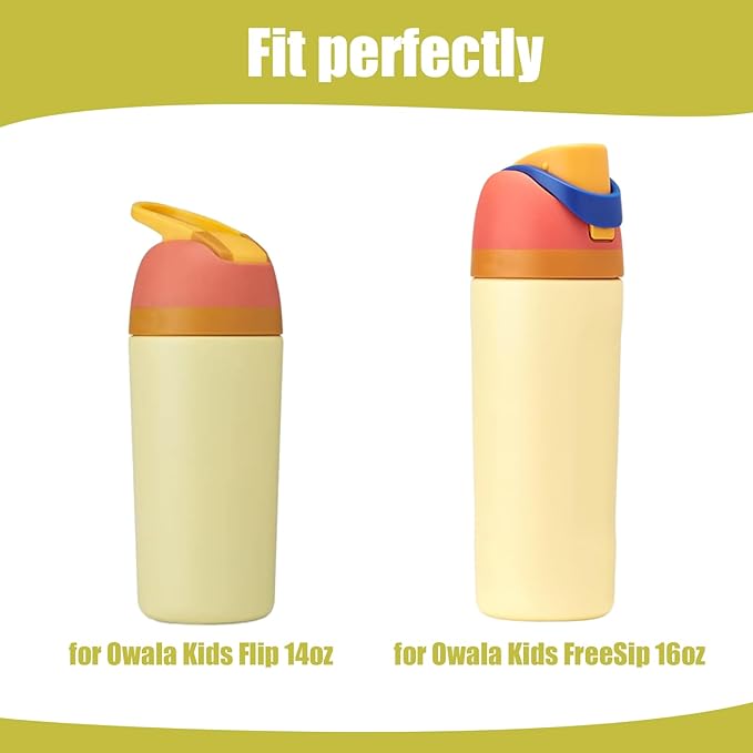 Mity rain 2PCS Protective Boot Compatible with Owala Kids Water Bottle 16 oz &14 oz, Silicone Boot Accessories for Owala Kids FreeSip 16oz & Flip 14oz (Sunny Yellow)