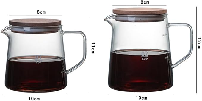 Elegant Clear Glass Creamer Coffee Milk Creamer Pitcher, Coffee Pot Serving Set with Handle and Wooden Lid-Smooth-10 OZ
