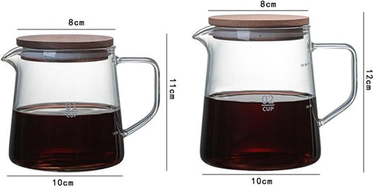 Elegant Clear Glass Creamer Coffee Milk Creamer Pitcher, Coffee Pot Serving Set with Handle and Wooden Lid-Smooth-10 OZ