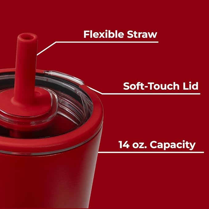 HydroJug Everyday Tumbler 20 oz – Ceramic-Lined Insulated Tumbler with Straw and Soft-Touch Lid, Cup Holder Friendly, Double-Wall Vacuum Insulation, Reusable Travel Cup – Alumni Red