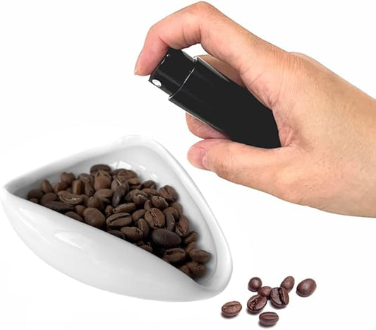 Coffee Bean Dosing Cup and 8ml Spray Bottle Kit For Espresso,Coffee Bar Accessories,Ceramic Single Dosing Tray For Coffee or Tea .Mini Portable Spray For Reducing Coffee Power Static (Black)