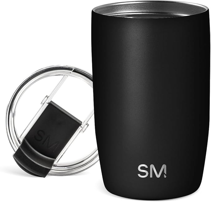 Simple Modern Travel Coffee Mug Tumbler with Flip Lid | Reusable Insulated Stainless Steel Cold Brew Iced Coffee Cup Thermos | Gifts for Women Men Him Her | Voyager Collection | 12oz | Midnight Black