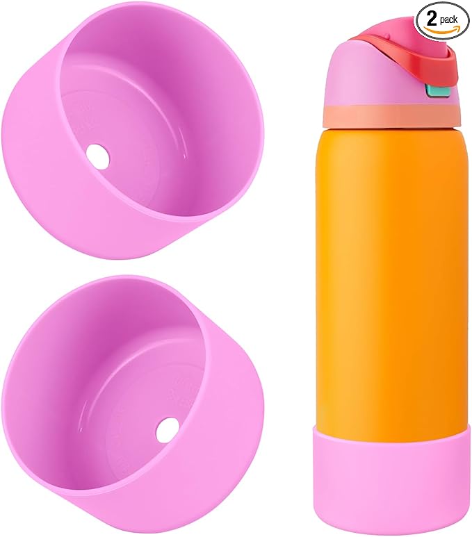 2PCS Silicone Water Bottle Boot, Compatible with Owala 24oz 32oz 40oz, Protective Anti-Scratch & Anti-Dent No Noise Sleeve Cover for FreeSip/Twist/Flip Water Bottles (Tropical, 32oz)