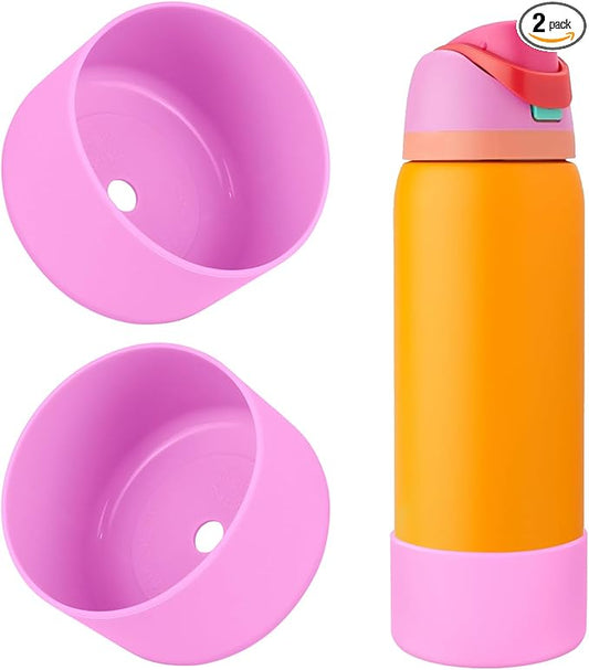 2PCS Silicone Water Bottle Boot, Compatible with Owala 24oz 32oz 40oz, Protective Anti-Scratch & Anti-Dent No Noise Sleeve Cover for FreeSip/Twist/Flip Water Bottles (Tropical, 32oz)
