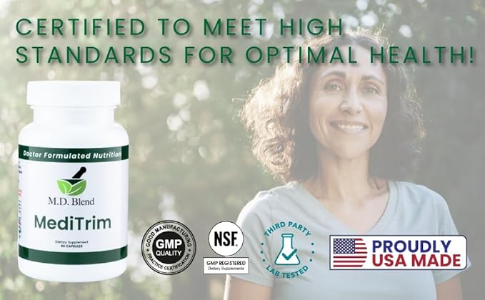 M.D. Blend M.D. MediTrim - Expert Formulated Supplement Energy, Satiety, & Physique Goals - Smooth System Balance - Green Coffee Bean, Green Tea, Apple Cider Vinegar, Hibiscus - 90 Capsules