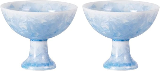 KAMMAK Ceramic Tea & Coffee Cups Set of 2 - Vintage Crystalline Glaze Espresso Mugs, 2.2oz Hand Painted for Afternoon Tea or Coffee, Birthday Gift for Women Men, High-Footed Cup