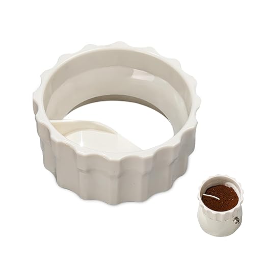 Bincoo Coffee Maker Dosing Funnel 54mm for Moka Pot-Coffee Powder Filler Funnel,Anti-Flying Powder Distribution Tool for 2-3 Espresso Cup Moka Pot(Beige-S 54mm)
