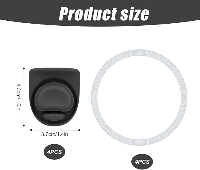 4pcs Water Bottle Seal Circle & 4pcs Replacement Stopper, Silicone O Circle Lid Gasket Parts for Owala Free Sip 19oz 24oz 32oz 40oz, Cap Mouth Plug Gasket Accessories, BPA-Free