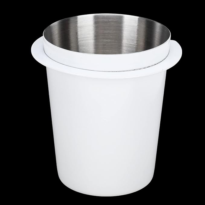 Zerodis Stainless Steel Dosing Cup, 58mm Diameter, Suitable for Coffee Machines, Coffee Powder Dispenser Tool for Home, Cafes and Milk Tea Shops (58mm White)