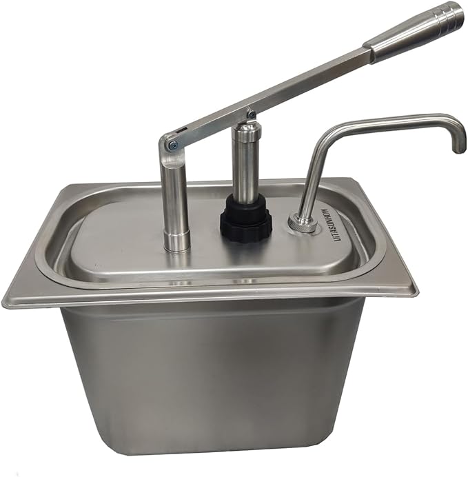 VITASUNHOW Sauce Pump Dispenser Stainless Steel Dispenser - Large Capacity Condiment Pump Dispenser Quantitative Pressure Head for Variety of Sauces (1055SX)