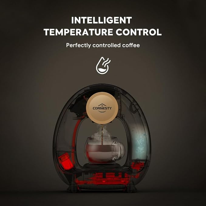 Automatic Coffee Maker for Home 240ml Drip Coffee Brewer 1400W Mini Americano Coffee Machine, 185℉ Constant Temperature, Silent, Compatible with K-Cup Pods and Ground Coffee(Grey)