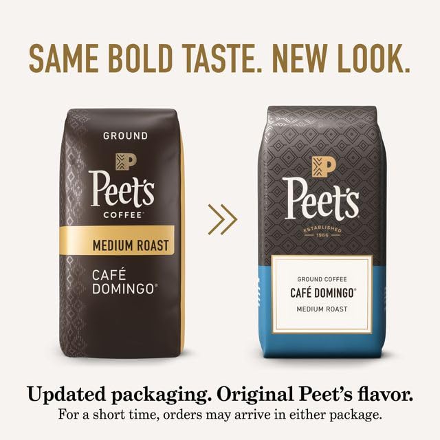 Peet's Coffee, Medium Roast Ground Coffee - Café Domingo 63 Ounces (6 Bags of 10.5 Ounces)