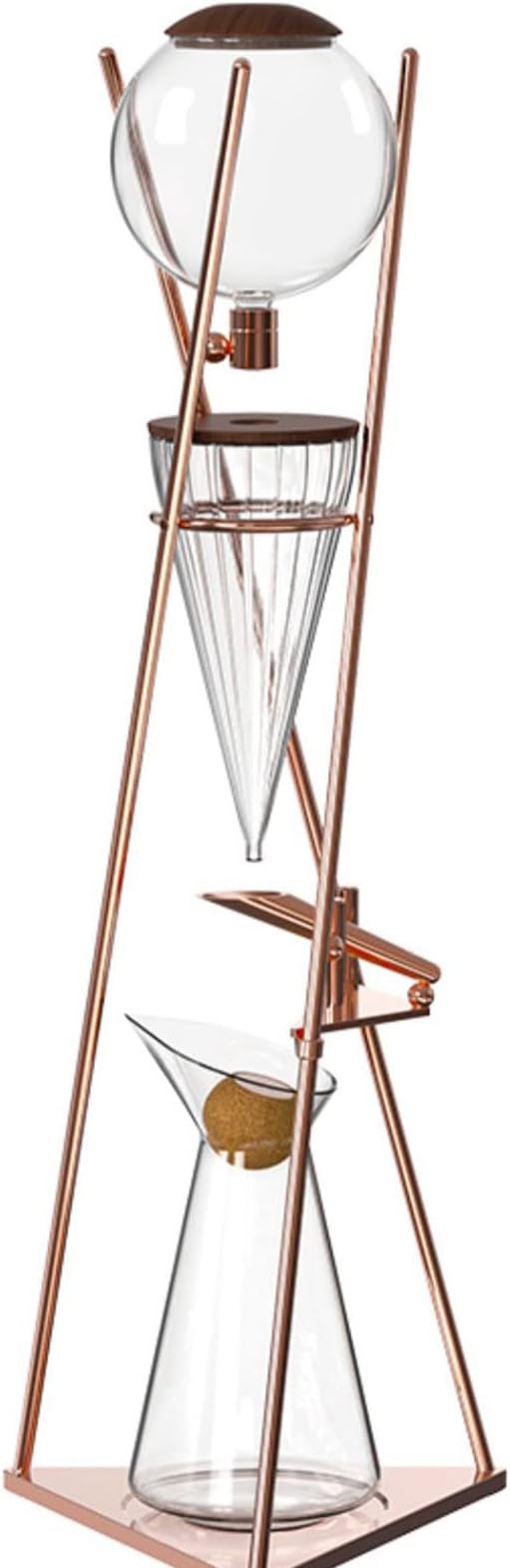 Iced Coffee Maker, Cold Brew Drip Tower, 800ml Glass Coffee Pot, with Stainless Steel Stand, Adjustable Speed Dripper, Hand-Flushed Dripper Coffee, Makes 6-8 Cups Coffee