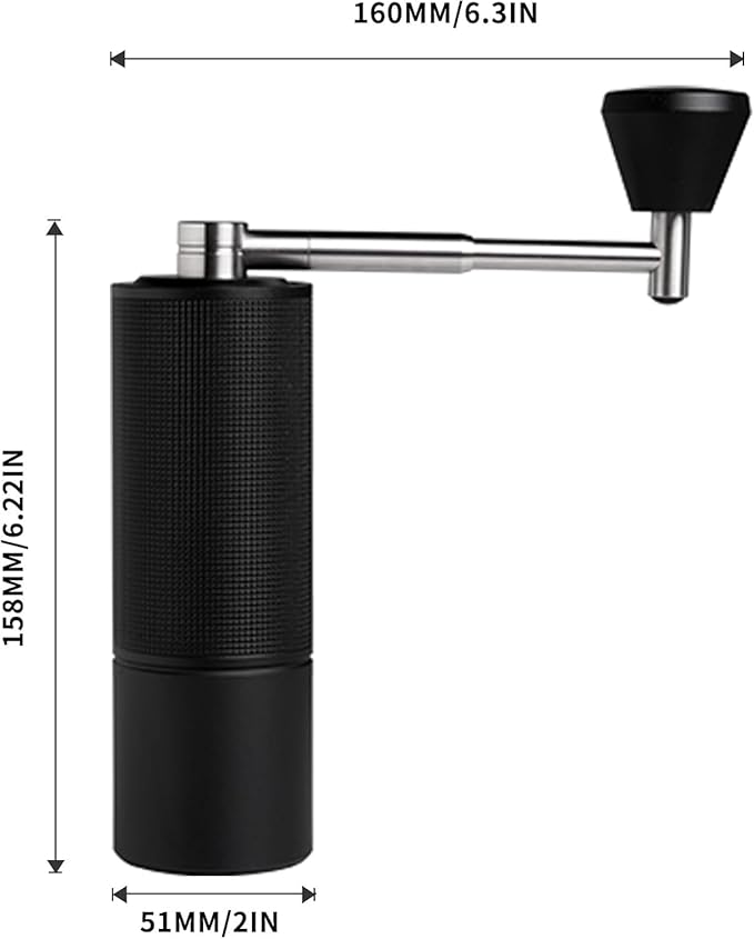 TIMEMORE C3S Pro Manual Coffee Grinder with Stainless Steel Conical Burr, All-Metal Body, Adjustable Setting for Espresso/Pour Over/French Press, Capacity 25g, Compact Foldable Hand Grinder, Black