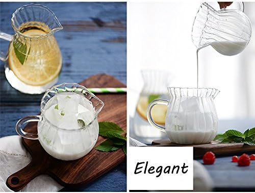 CHOOLD Creative Embossed Stripe Clear Crystal Glass Creamer Jug for Kitchen (4/5.5/9/12oz)
