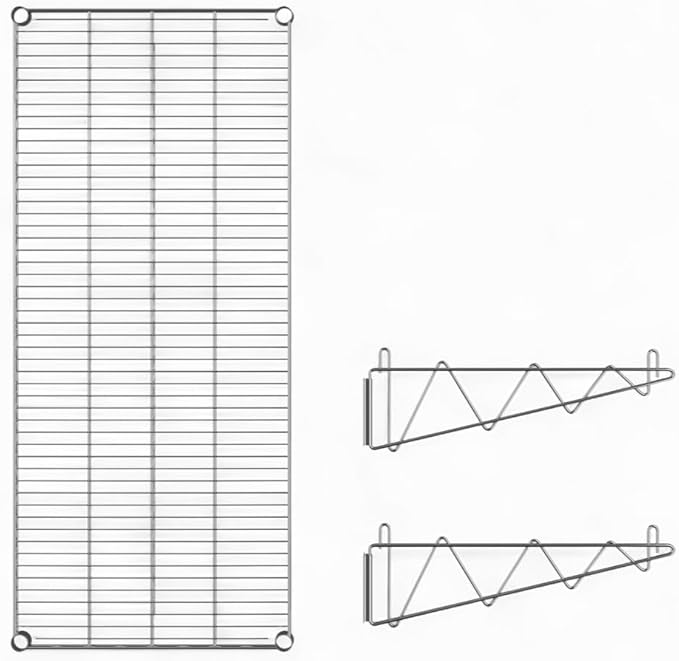 18" x 48" Chrome Wall-Mounted Wire Shelf with Epoxy Coating, Heavy-Duty Steel Storage Rack, NSF Certified, Easy Installation, Open Wire Design for Kitchen, Garage, or Utility Storage
