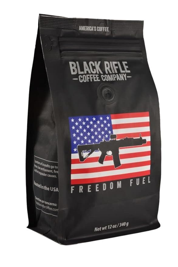 Black Rifle Coffee Company Freedom Fuel, 12oz Bag, Whole Bean Coffee Dark Roast - Roasted Blend Made from Arabica Beans - Colombian & Brazilian Beans - Veteran Founded & American Made