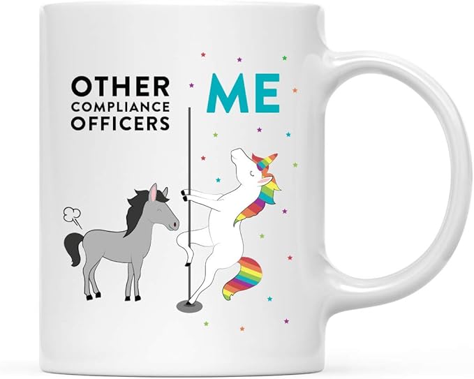 Andaz Press Funny Quirky 11oz. Ceramic Coffee Tea Mug Thank You Gift, Other Compliance Officers Me, Horse Unicorn, 1-Pack