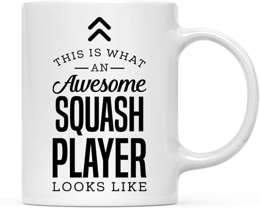 Andaz Press 11oz. Ceramic Coffee Tea Mug Thank You Gift, This is What an Awesome Squash Player Looks Like, 1-Pack, Birthday Christmas Gift Ideas Coworker Him Her, Includes Gift Box