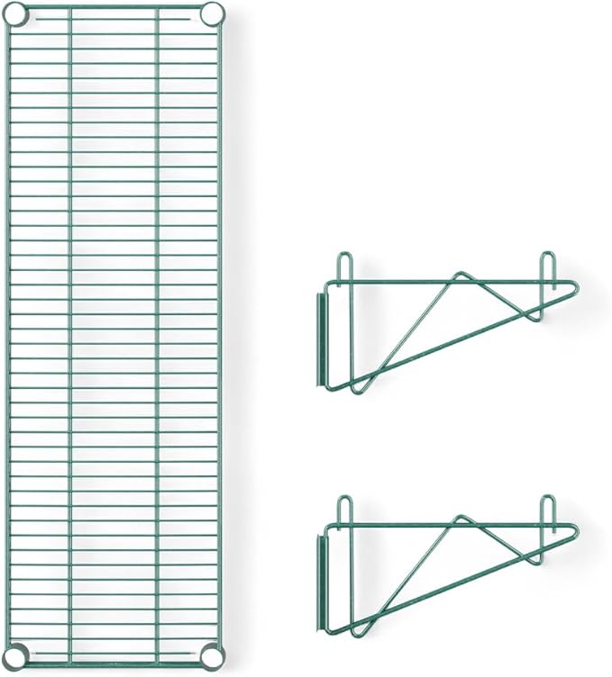 12" x 36" Green Wall-Mounted Wire Shelf with Epoxy Coating, Heavy-Duty Steel Storage Rack, NSF Certified, Easy Installation, Open Wire Design for Kitchen, Garage, or Utility Storage