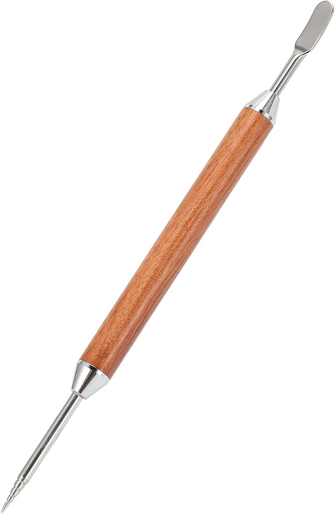 Pwshymi Coffee Latte Needle, Stainless Steel Latte Art Pen with Wood Handle, for DIY Coffee Decorating and Milk Froth Picking