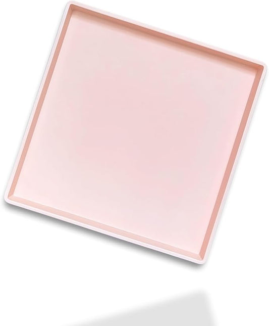 Small Square Serving Tray (9 inch), Durable Pink Tray for Desserts & Organization, Lightweight for Coffee, Drinks, Party, Seasoning, Perfume and Display.