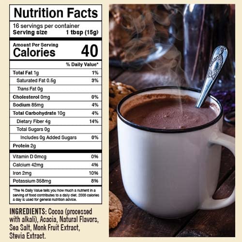 Castle Kitchen Sugar Free Double Dutch Dark Hot Chocolate (6 Pack) Premium Plant Based, Dairy Free, Gluten-Free, Vegan Hot Coca Mix - Just Add Water - 14 oz Can