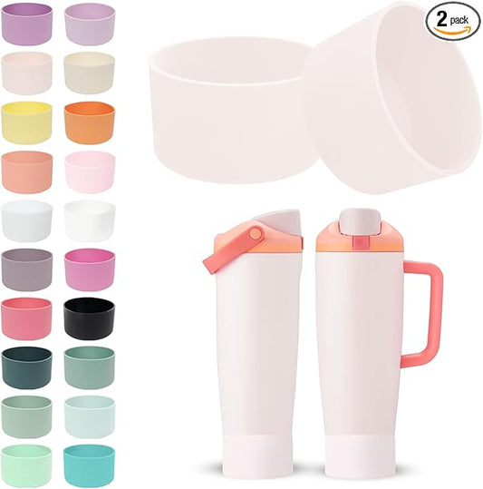 2PCS Silicone Boots for Owala 30oz & 40oz FreeSip Sway Bottles & Tumblers – Non-Slip, Scratch-Resistant, Stability Enhancer for Owala Accessories (Classic Pink)