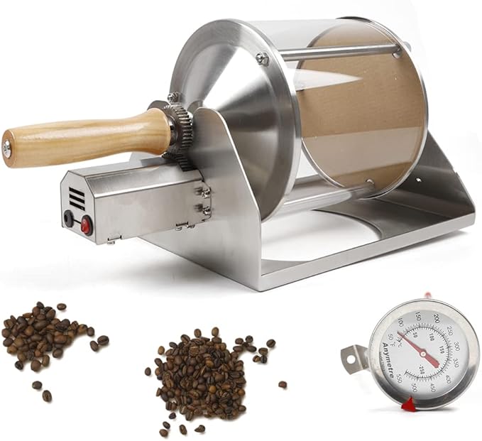 Bokknppo Coffee Roaster Electric Home Coffee Roasting Machine Gas Burner Coffee Beans Baker Peanut Roaster Grain Dry For Cafe Shop Home,15 * 8.3 * 8.5inch